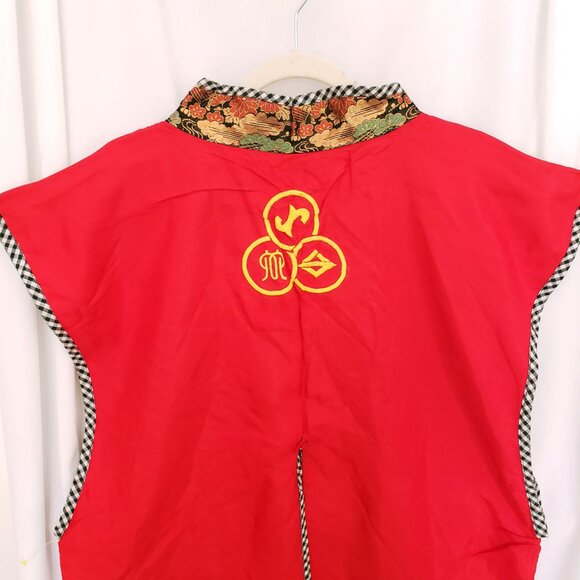 Unisex Asian Red Multicolor Beautiful Pattern Traditional Clothing Long Vest - Picture 12 of 15